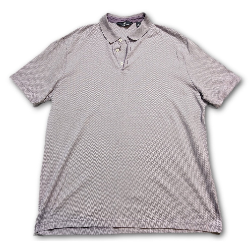 Hart Schaffner Marx Mens XL Polo Purple 100% Cotton Herringbone Pique Regular